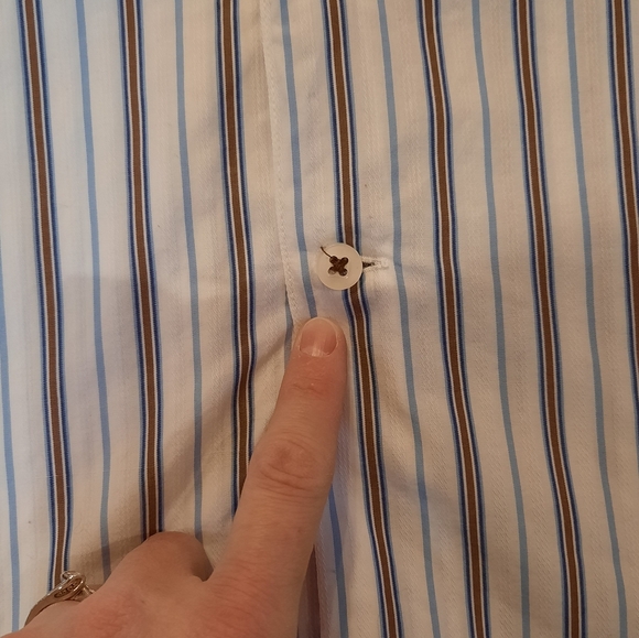 Prana Shirt Mens Medium White Striped Button Down Slim Fit Preppy Classic - Picture 6 of 13